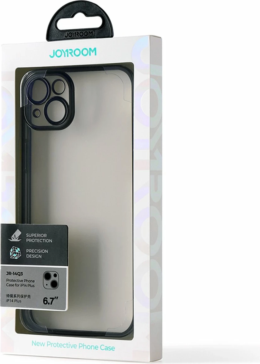 Mbështjellës Joyroom JR-14Q3 për iPhone 14 Plus, kornizë metalike, i zi