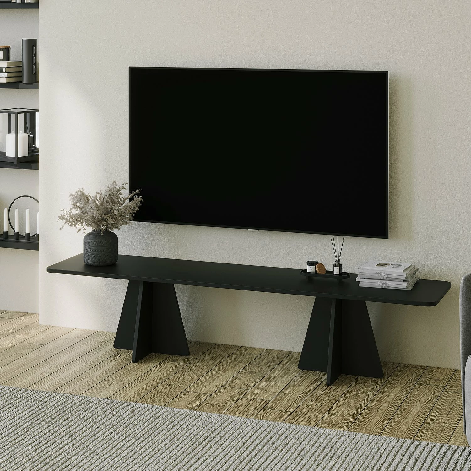 Komodë TV Hanah Home, kërpudhë - e zezë