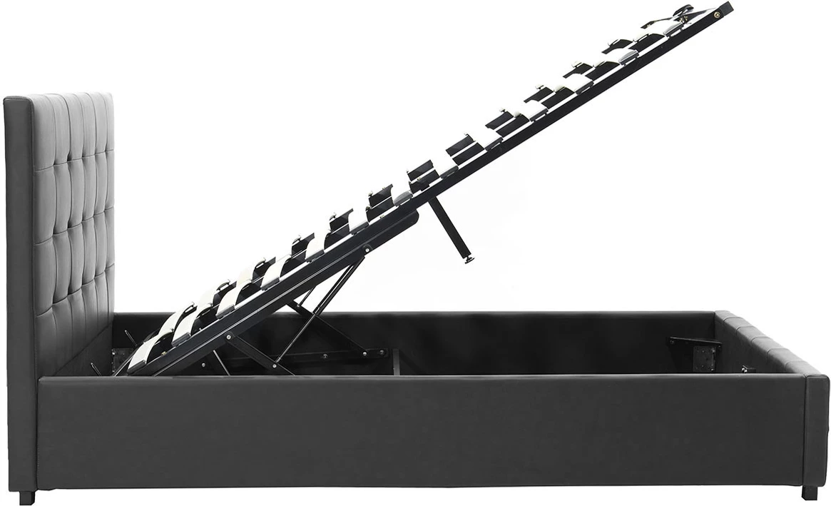 Krevat dopio Roi PU me hapësirë ruajtjeje, ngjyrë e zezë mat, 160x200