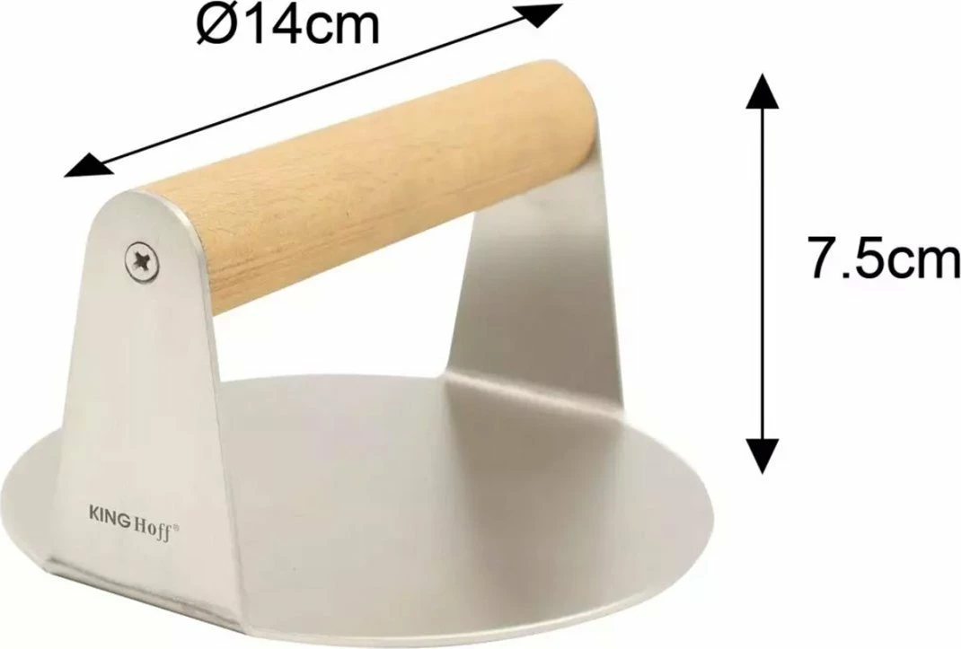Presë mishi KingHoff KK-1878 Ø14 cm, inoks me dorezë druri