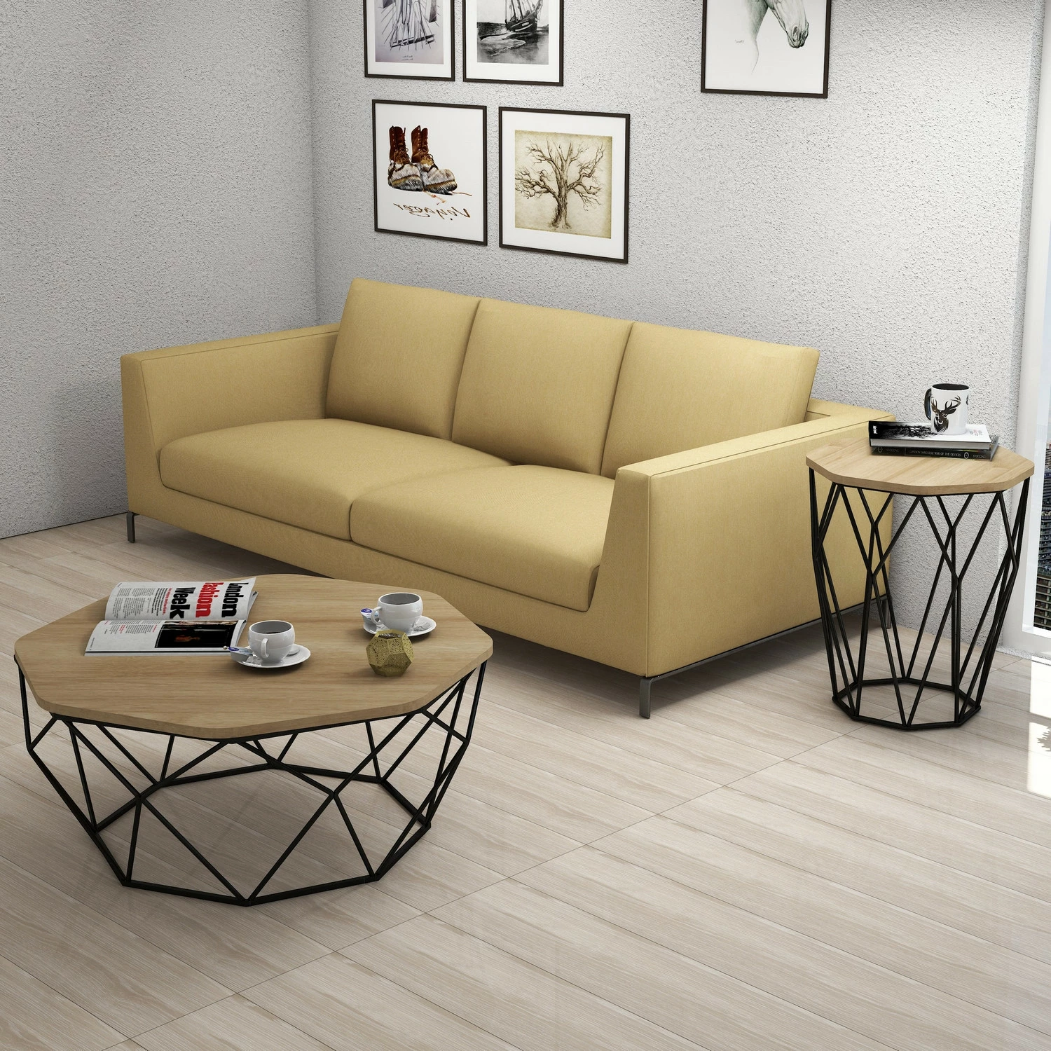 Tavolinë anësore Skye Decor, Sofya, ngjyrë lisi