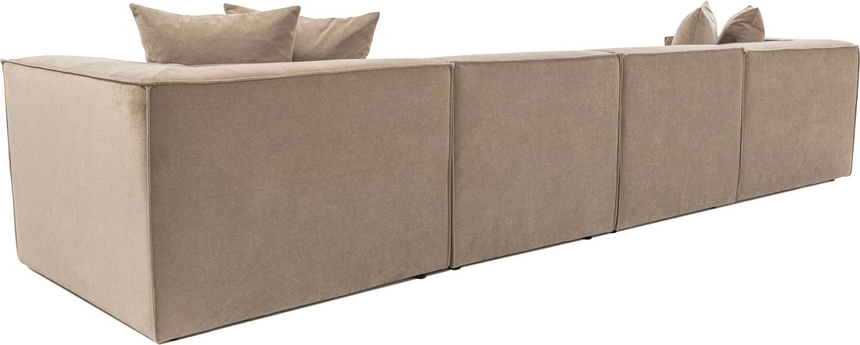 Kënd-sofë Sora me pouffe, ngjyrë kapuçino, Atelier del Sofa