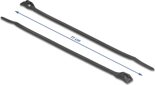 Lidhëse kabllosh DeLOCK 110 mm x 2.5 mm, 100 copë, të zhbllokueshme, të zeza