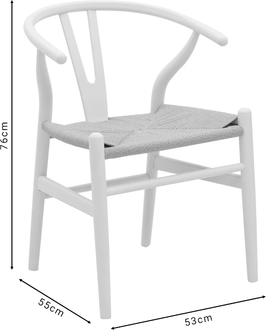 Karrige Wishbone, dru ahu, ulëse me litar, ngjyrë natyrale, 53x55x76cm