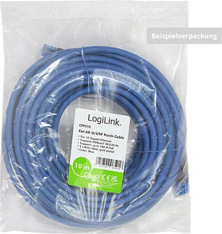 Kabllo rrjeti LogiLink Cat.6A, 2 m, 10G/PoE/HDBT, blu