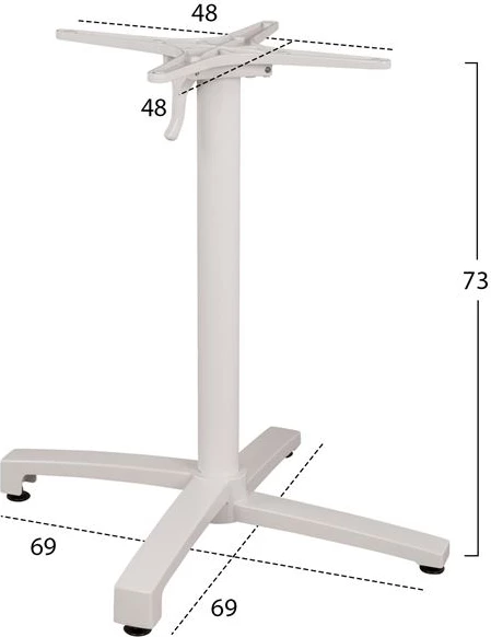 Bazë tavoline alumini e palosshme, ngjyrë e bardhë matte, 69x69x73-92cm me kryq FH459.02