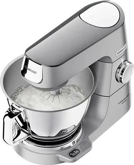 Mikser planetar, Kenwood, Titanium Chef Baker KVC85.004SI, 1200W, peshore EasyWeigh, DuoBowl 5L + 3.5L, kontroll shpejtësie pa shkallë, Argjendtë