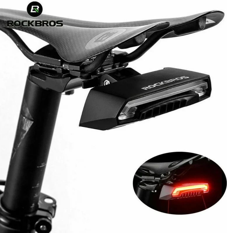Dritë e pasme për biçikletë Rockbros LKWD-R1 me laser dhe telekomandë, e zezë