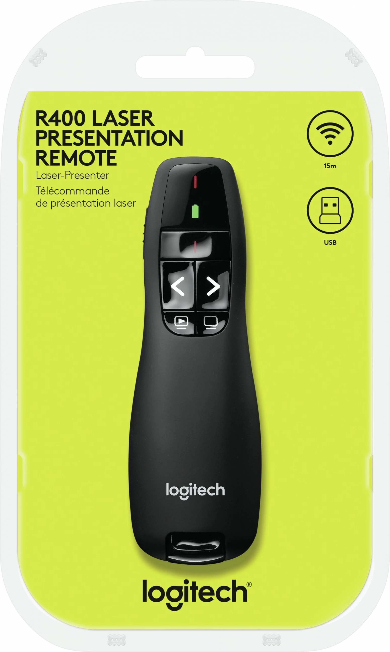 Prezantues wireless Logitech R400, RF, USB, 15 m, i zi