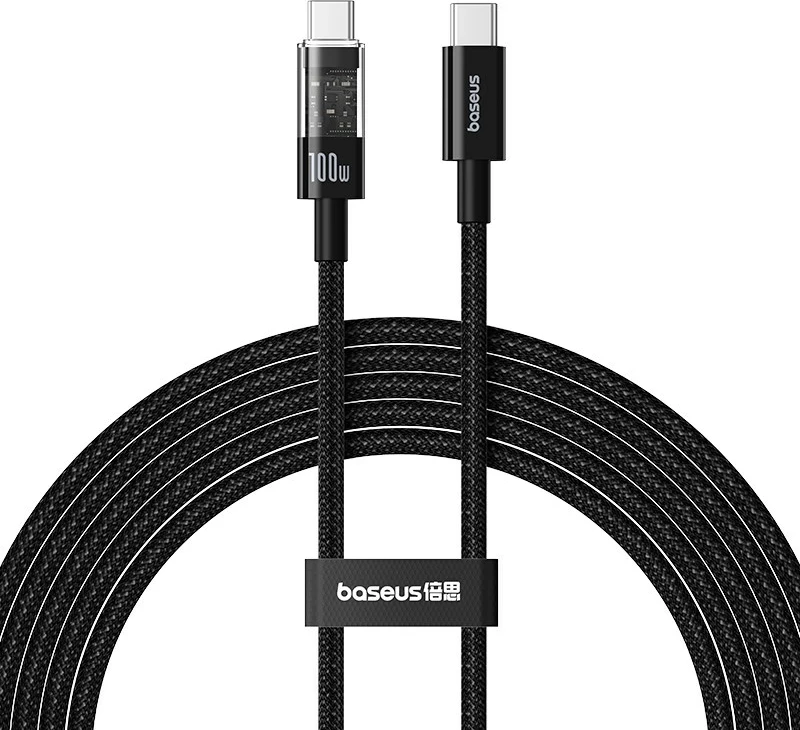 Kabllo USB-C në USB-C Baseus Gem, 2 m, 100 W, E zezë