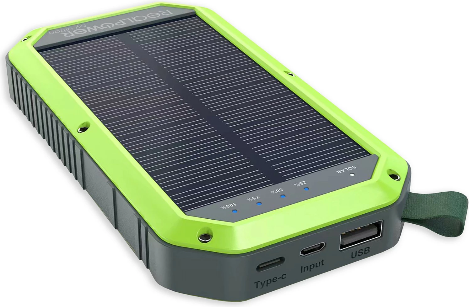 Power bank Realpower Ultron PB-10000, 10000 mAh, solar, wireless charging, Zi/Gjelbër