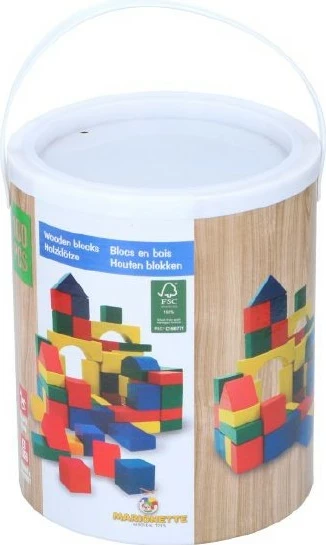 Set blloqe ndërtimi druri BD Vozicki Vehicles 27002, shumëngjyrëshe, në kuti, 100 copë