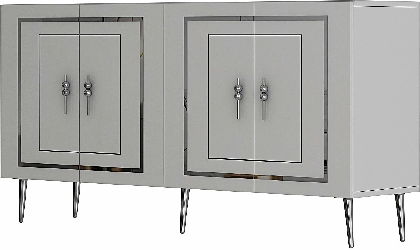Konsol Skye Decor, Piero KB150, e bardhë, argjend