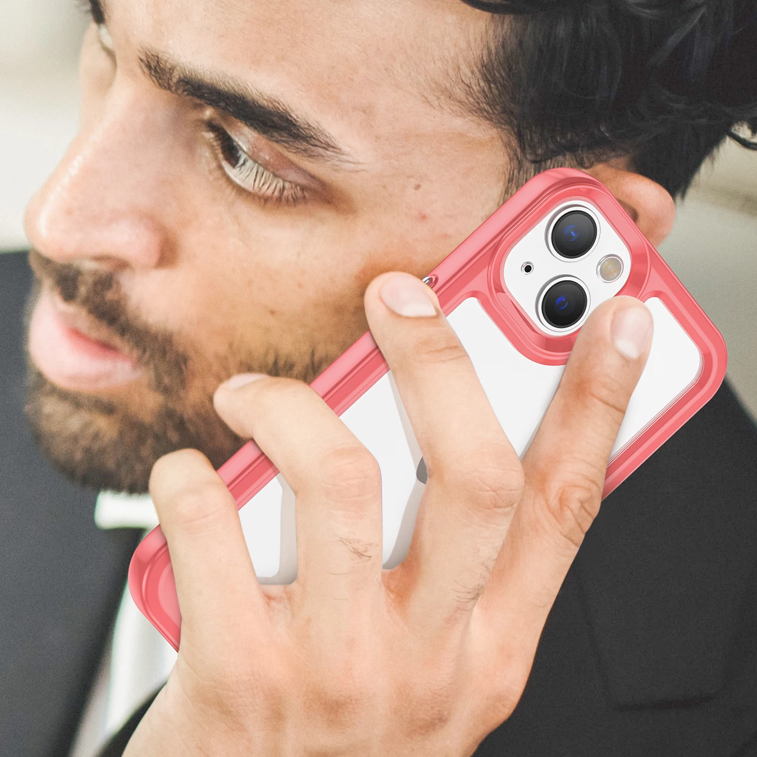 Mbështjellës Hurtel Outer Space Case për iPhone 14 Plus, hard cover me kornizë xheli, Kuqe