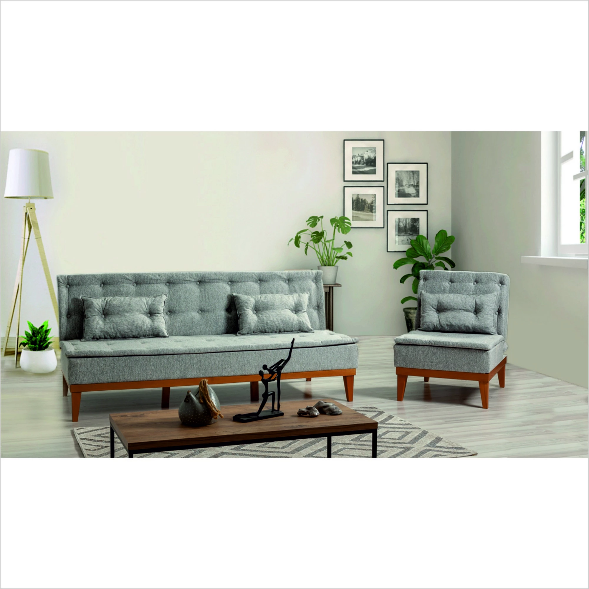 Set divan-krevat Atelier del Sofa, ngjyrë gri, Fuoco-TKM03-1008