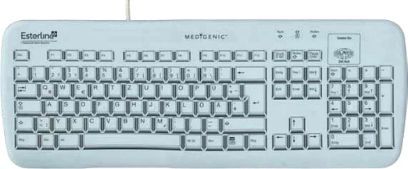Tastierë Medigenic MTA Essential, USB & PS/2, IP65, DE, silikon, e bardhë