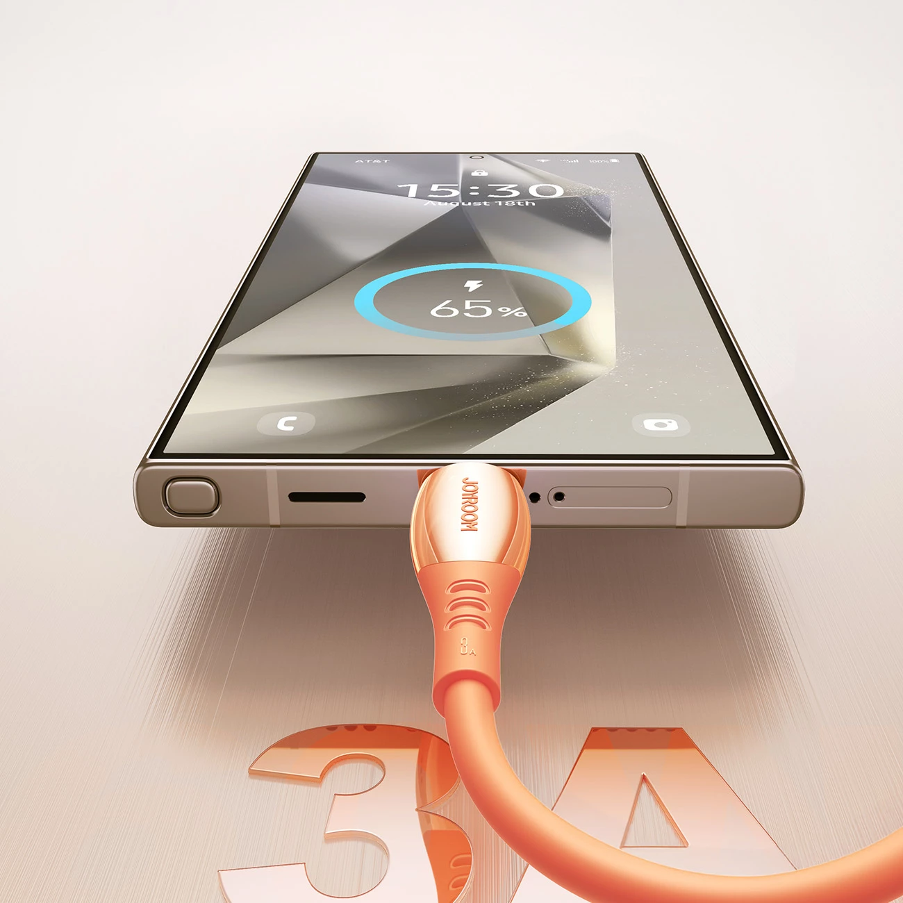 Kabllo USB-A në USB-C Joyroom S-A59 Vibrant Series 1.2m 3A USB 2.0 480Mbps, portokalli, 1 copë