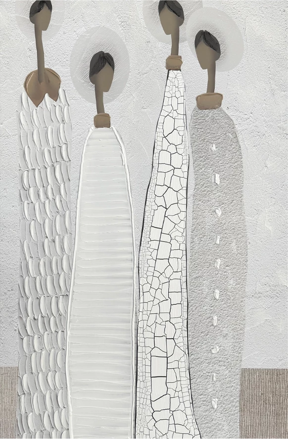 Pikturë dekorative TRINITY, kanavacë, ngjyrë e bardhë e zbehtë, gri guri, kafe e çelët, 80x120x4cm