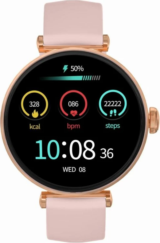 Smartwatch Gravity unisex, rozë-argjendtë