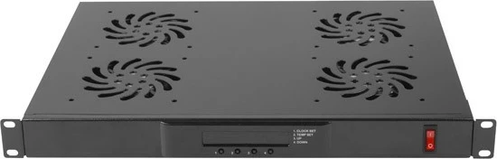 Panel ventilimi horizontal me LCD Lanberg AK-1503-B, 1U, 4 ventilatorë, për kabinete 19", i zi