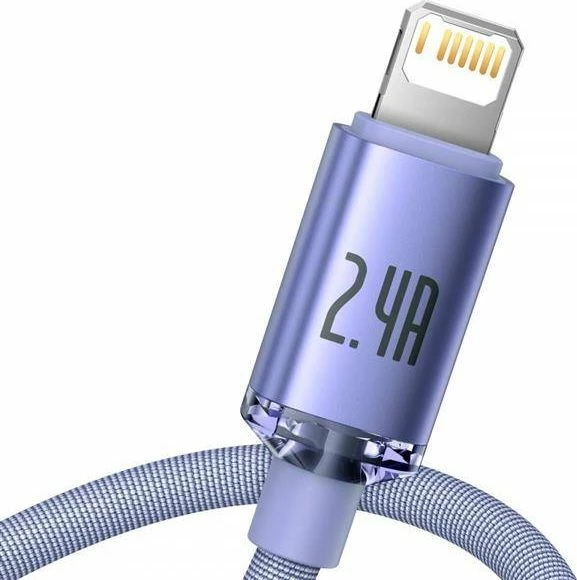 Kabllo USB-A në Lightning Baseus Crystal Shine 1.2 m 2.4A USB 2.0, vjollcë, 1 copë