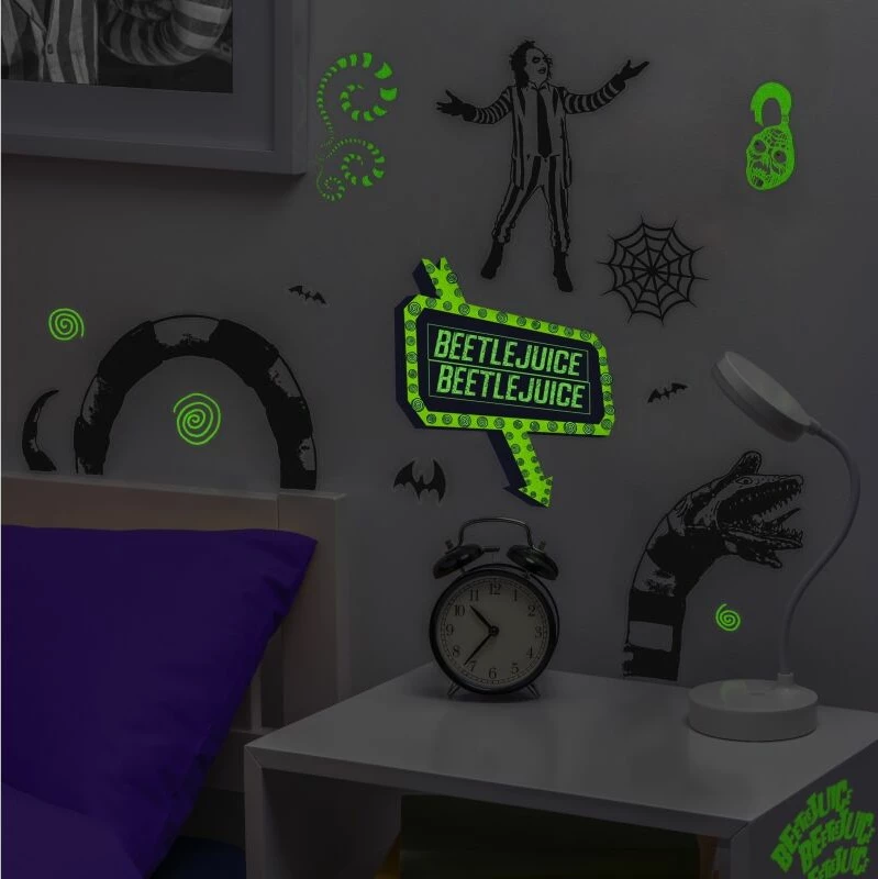 Set stickerash Paladone Beetlejuice, 4 faqe, waterproof, të heqshme, glow in the dark