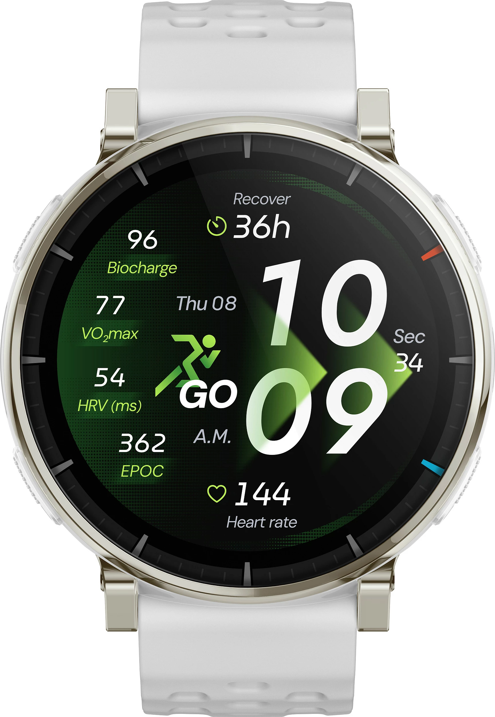 Smartwatch Amazfit Active 3, 1.32" AMOLED, GPS, NFC, Bluetooth 5.3, 38 g, rrip silikon i bardhë