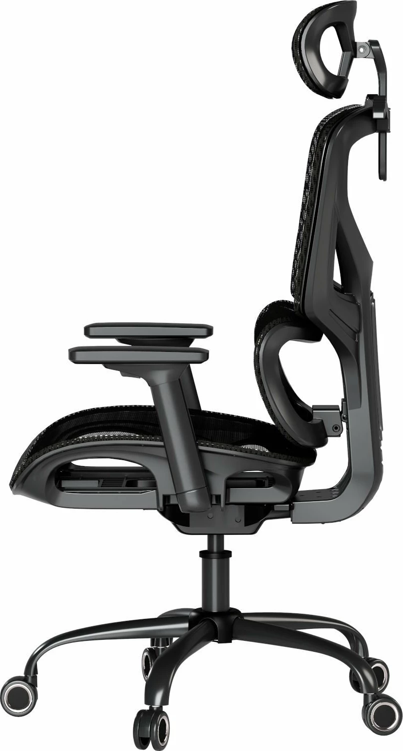 Karrige zyre ergonomike Mozos Ergo-V, rregullim 46-56 cm, rrjetë ajrosëse, mbështetëse krahu 3D, e zezë