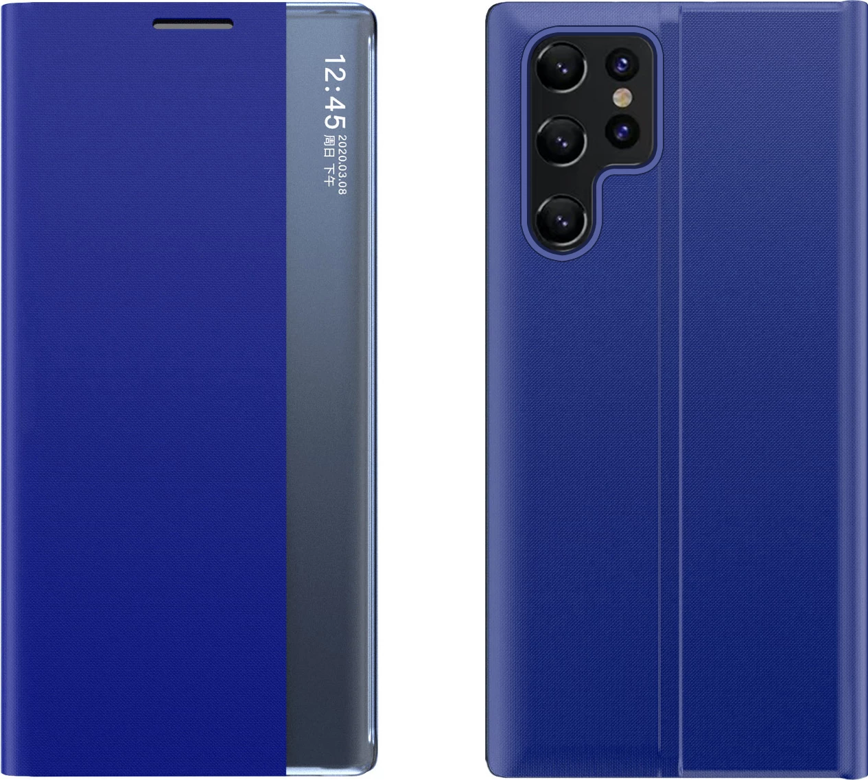 Mbështjellës Hurtel New Sleep View Case për Samsung Galaxy S24 Ultra, me kapak, Kaltër