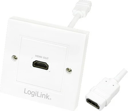 Panel HDMI LogiLink AH0014, 1x HDMI femër, gold plated, bardhë