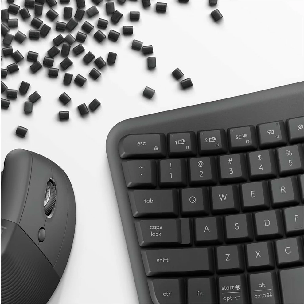 Set tastierë + maus Logitech Wave Keys+Lift Combo, Wireless Bluetooth BLE, QWERTZ gjerman, ergonomik, gri e errët