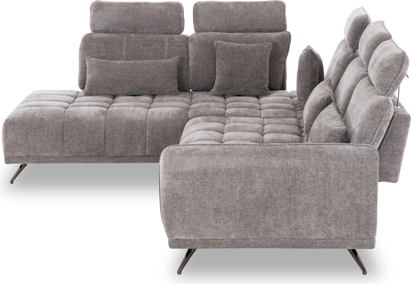 Këndare 5-vendëshe Myron, kënd i majtë, material stof gri, 290x110-225x110H