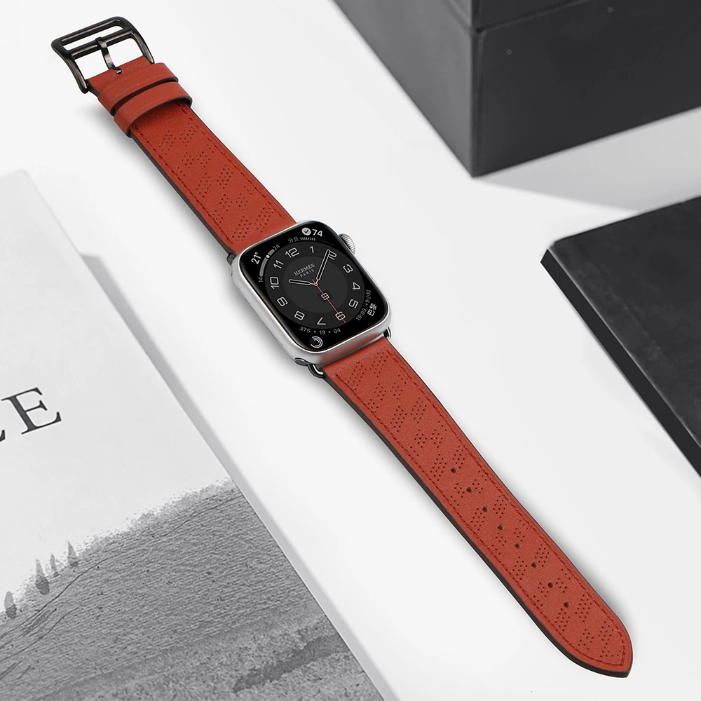 Rrip lëkure për Apple Watch Hurtel Strap Leather, 38/40/41mm, Kuq