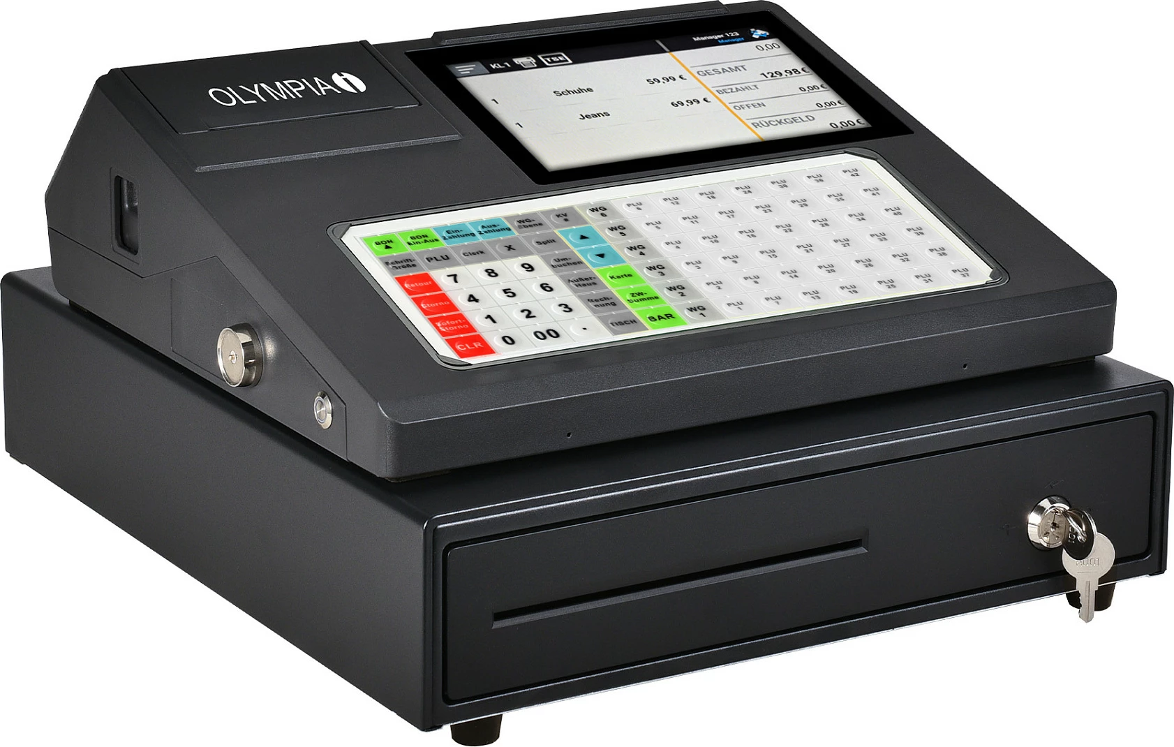 Arkë regjistruese Olympia K200 Plus, ekran 7" LED touchscreen, printer termik 80 mm, USB x4, e zezë