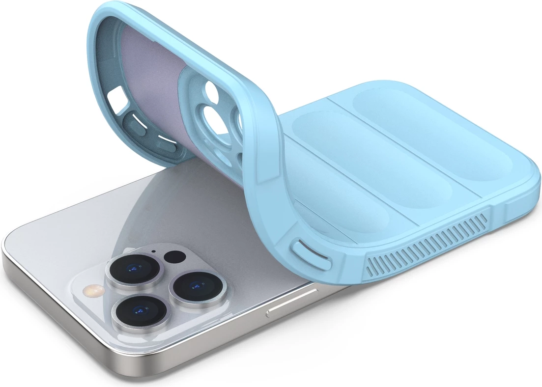 Mbështjellës Hurtel Magic Shield Case për iPhone 13 Pro, fleksibël, i blinduar, Kaltër e lehtë