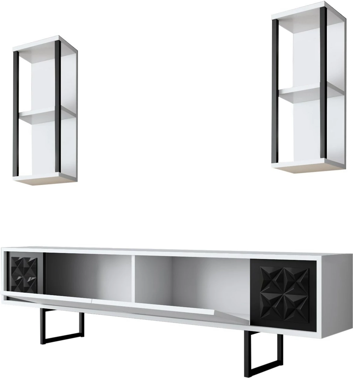 Set mobiljesh për dhomë dite Hanah Home, Black Line, e bardhë, e zezë