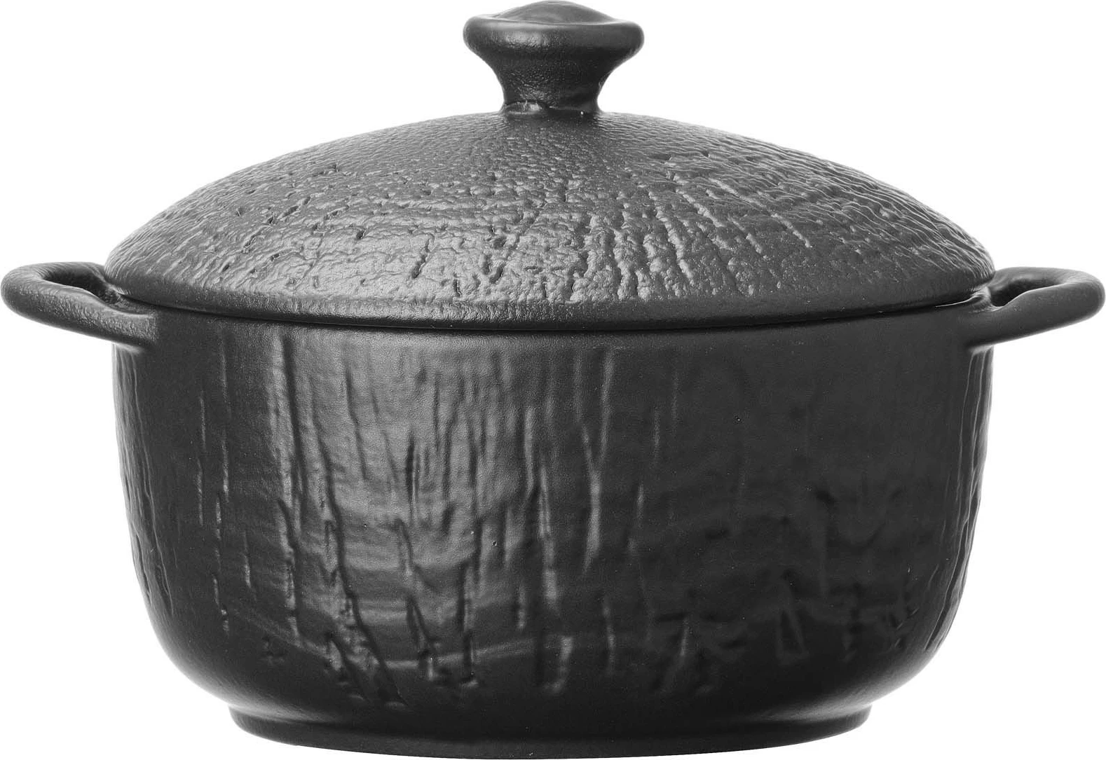 Tas tureen me kapak dhe doreza Fine Dine Crust 720ml 140mm porcelan, i zi, set 3 copë