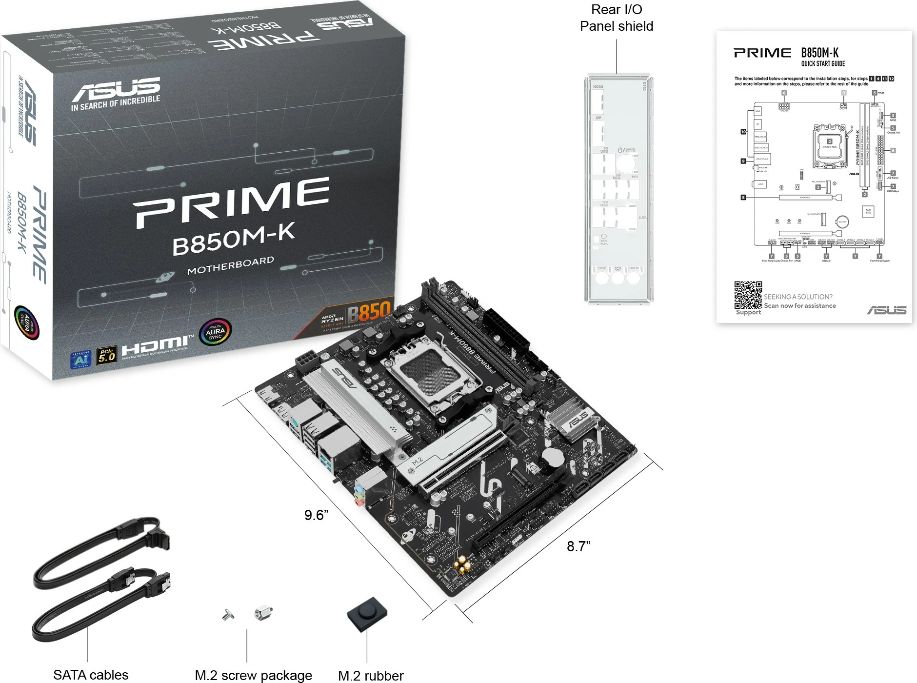 Pllakë amë ASUS PRIME B850M-K, AMD, Socket AM5, DDR5, micro ATX