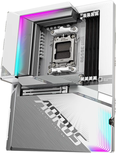 Pllakë amë GIGABYTE B650E AORUS STEALTH ICE, AM5, ATX, DDR5, Wi‑Fi 7, 2.5GbE, e bardhë