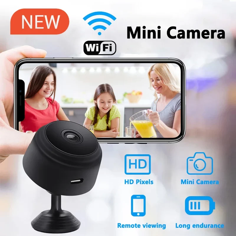 Mini Kamera Sigurie WiFi A9 me Bateri, me lidhje të qëndrueshme pa tela, për përdorim të përditshëm, ngjyrë e zezë