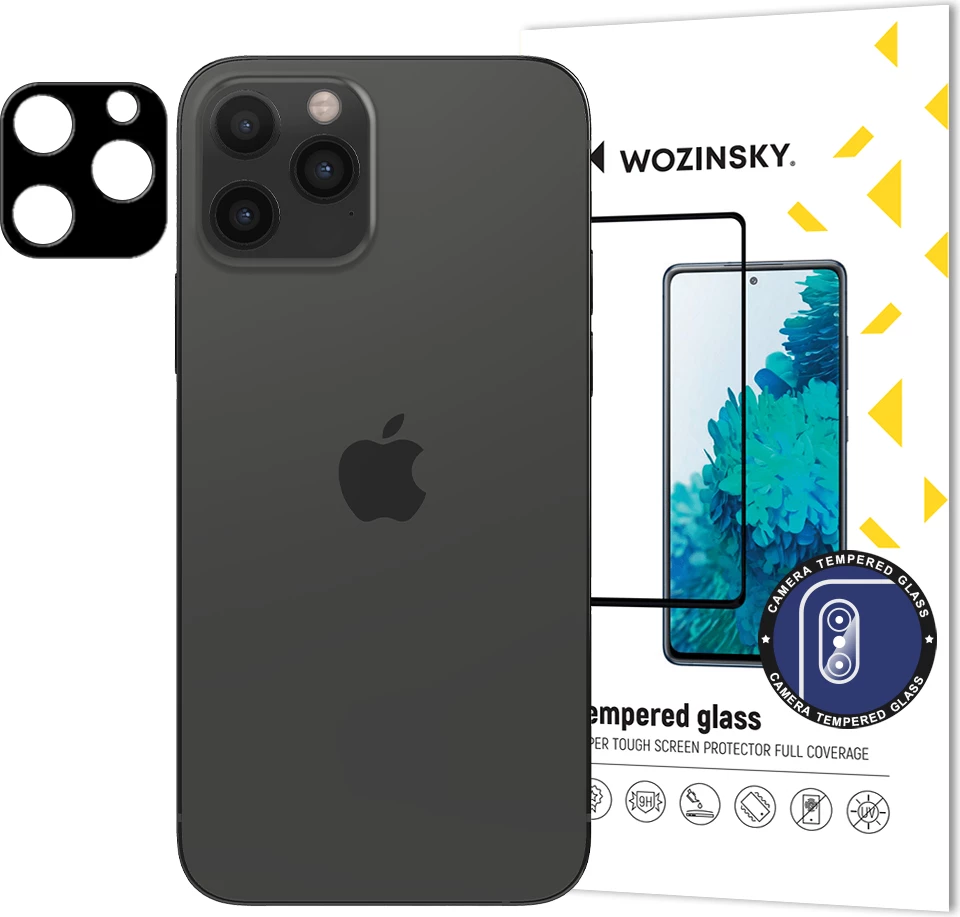 Xham i temperuar për kamerë Wozinsky, për iPhone 12 Pro, i zi