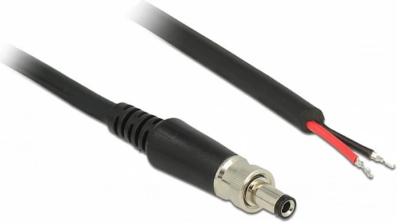 Kabllo rryme DC DeLOCK 89908, 0.95 m, AWG18, 2A, 5.5 mm, e zezë