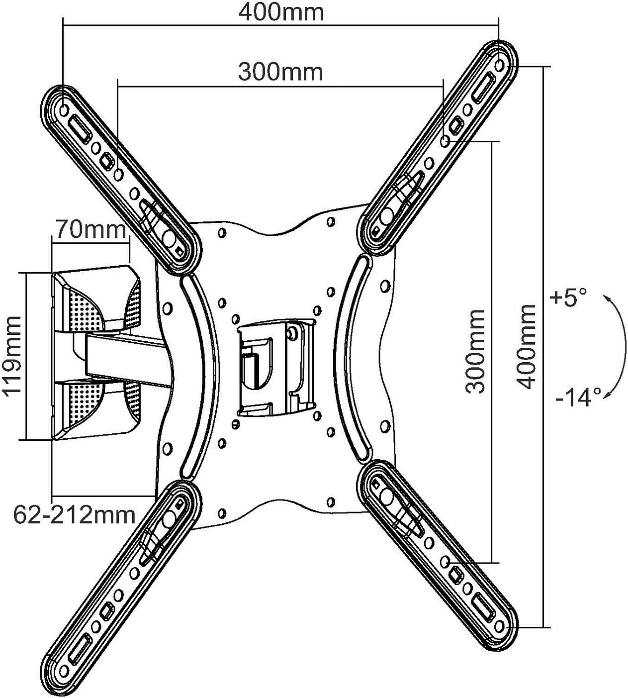 Mbajtëse muri për TV/monitor EQUIP 23"-55", VESA deri 400x400, 30 kg, e zezë