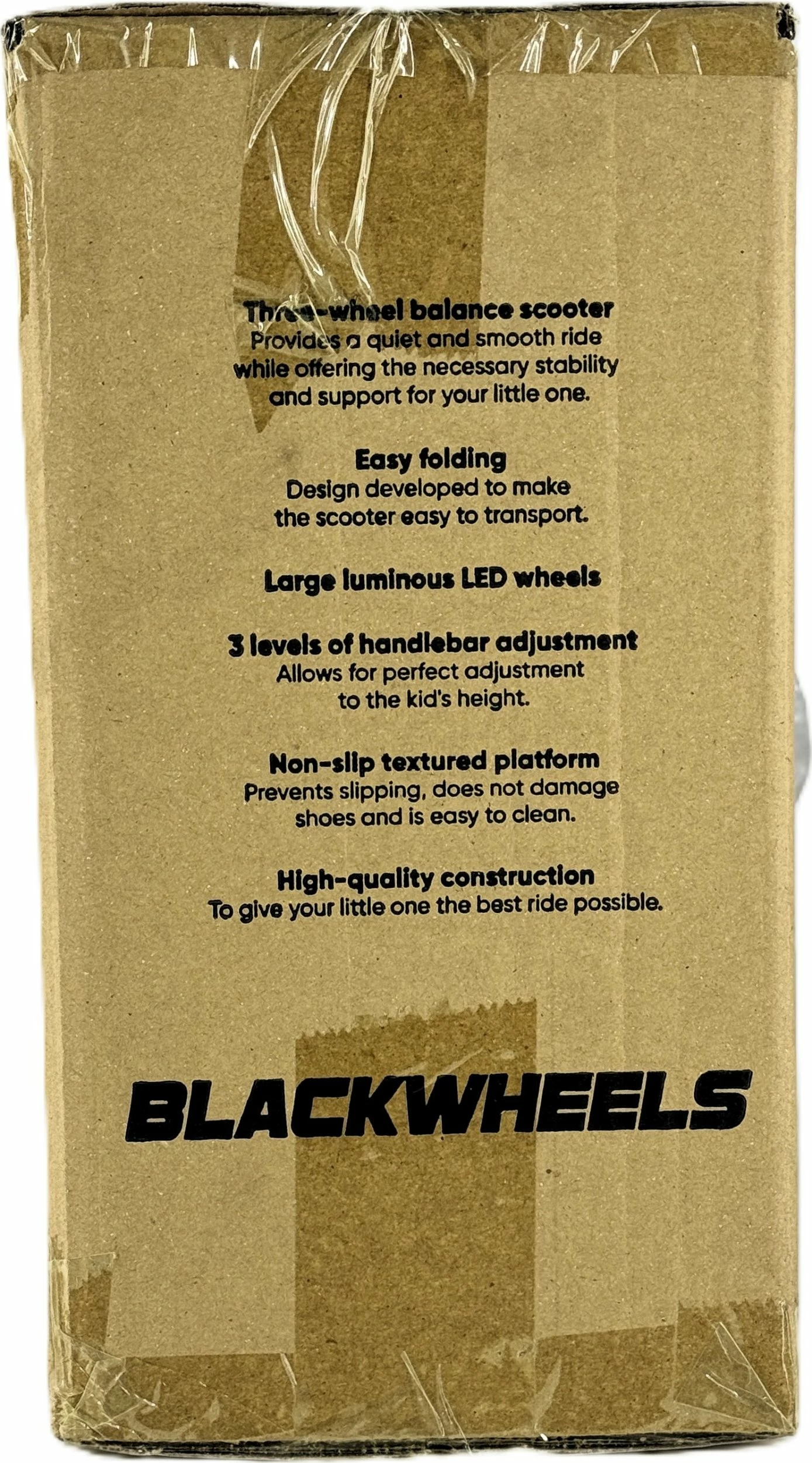 Skuter me 3 rrota Blackwheels Blink, rrota LED 110/70 mm, i palosshëm, timon i rregullueshëm 61-75 cm, bezhë