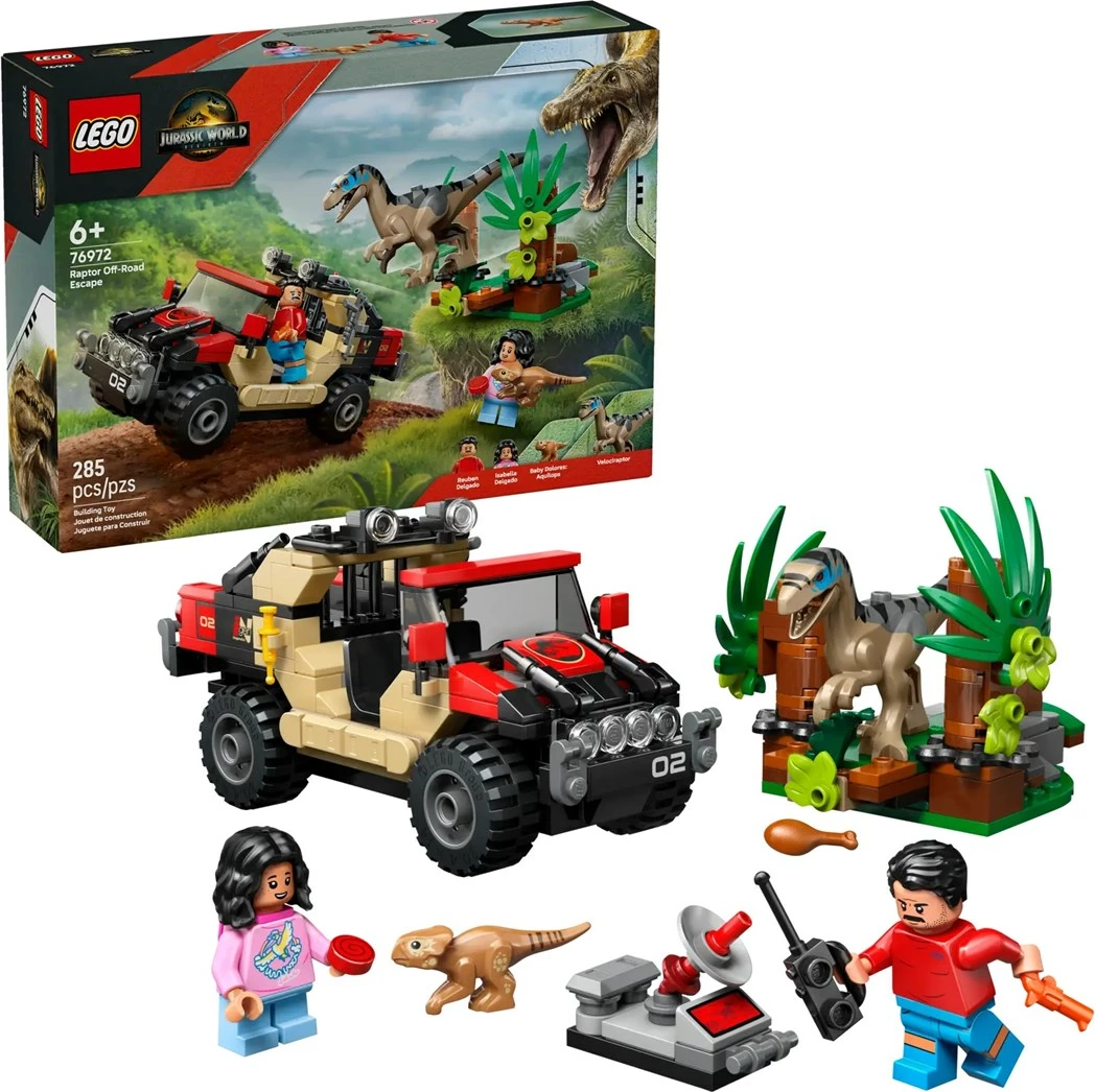 Set LEGO Jurassic World 76972 Raptor Off-Road Escape, 285 pjesë