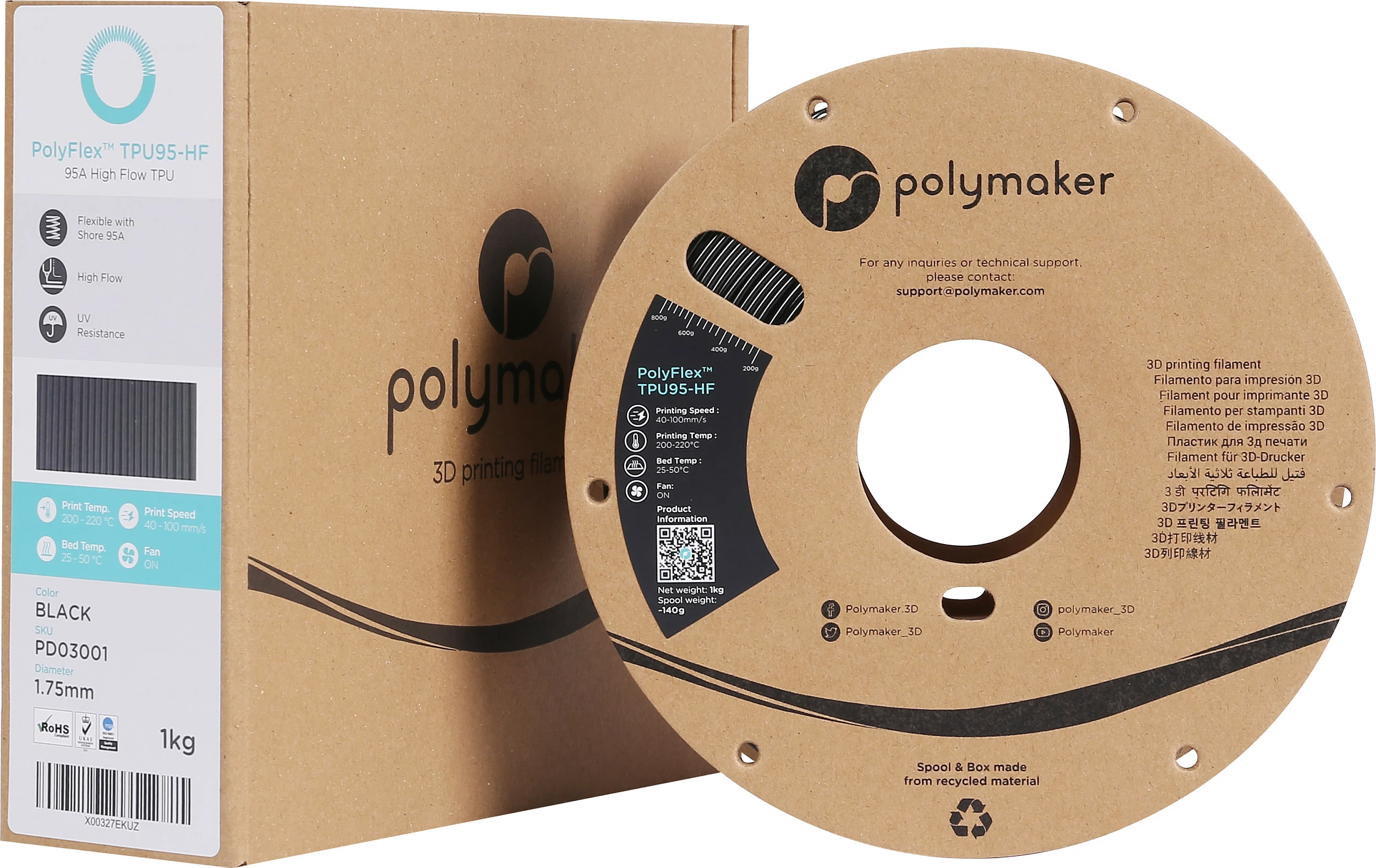 Filament 3D Polymaker PolyFlex TPU95-HF, 1.75mm, 1kg, i zi
