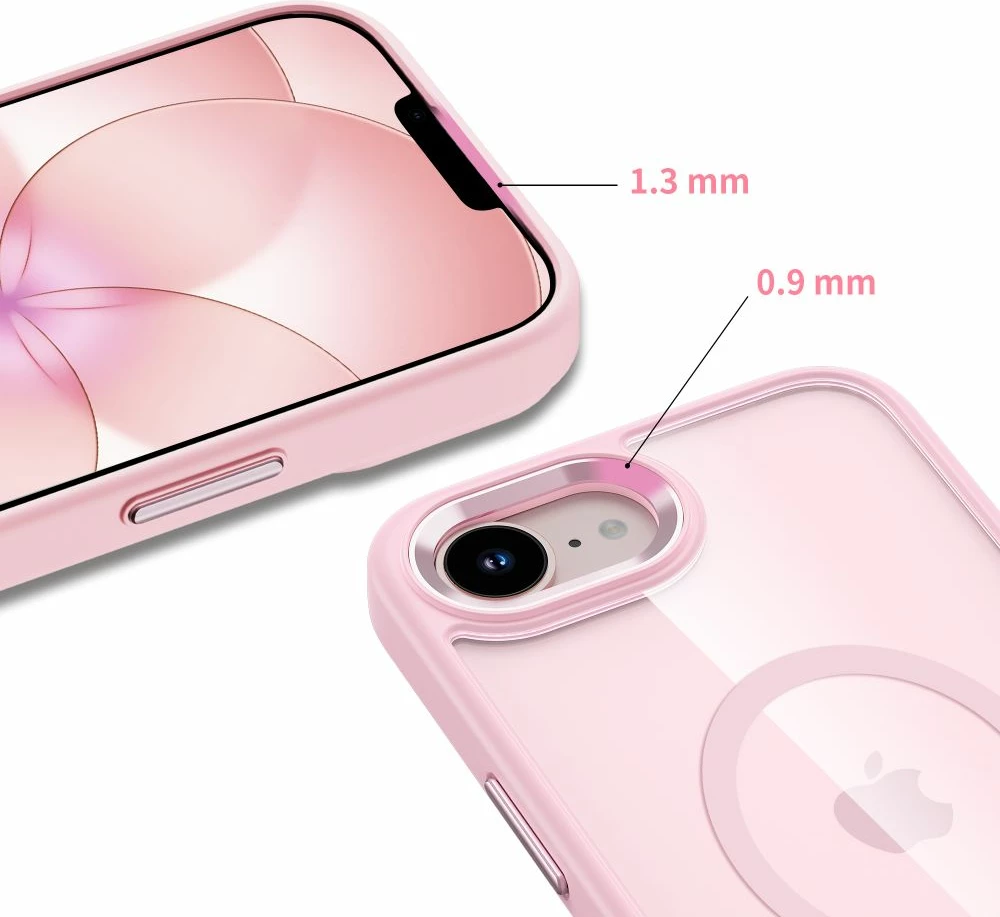 Mbështjellës Tech-Protect Magmat MagSafe për iPhone 16e/17e, TPU+PC, rozë transparente, 1 copë