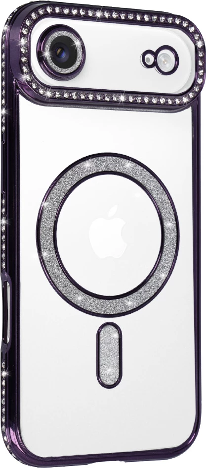 Mbështjellës silikoni ONASI 23889 MagSafe për iPhone 17 Air, transparent vjollcë me glitter