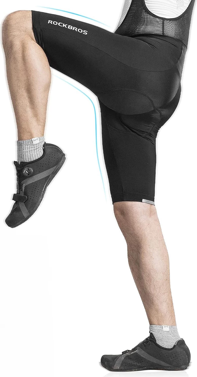 Pantallona të shkurtra bib për çiklizëm Rockbros RK20022XL me jastëk XXL, të zeza