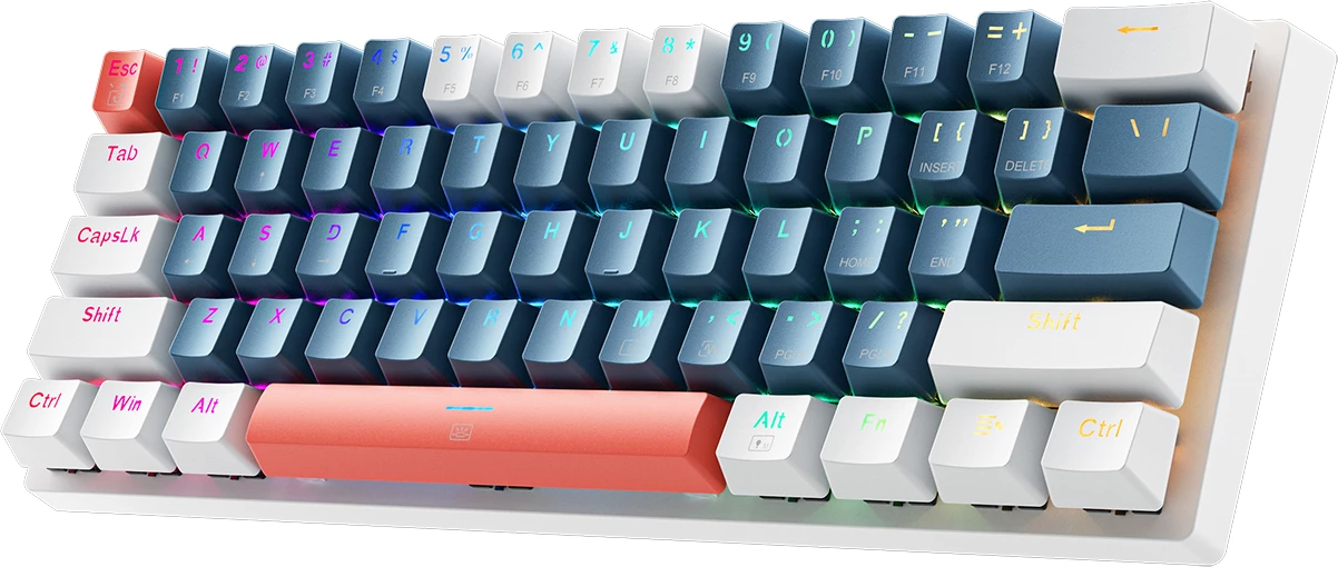 Tastierë mekanike gaming Machenike K500-B61 60% me kabllo USB-C, RGB, Brown Switch, kaltër/bardhë